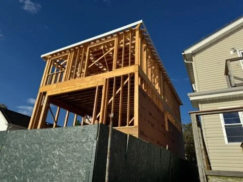 Wall and floor framing on a new home