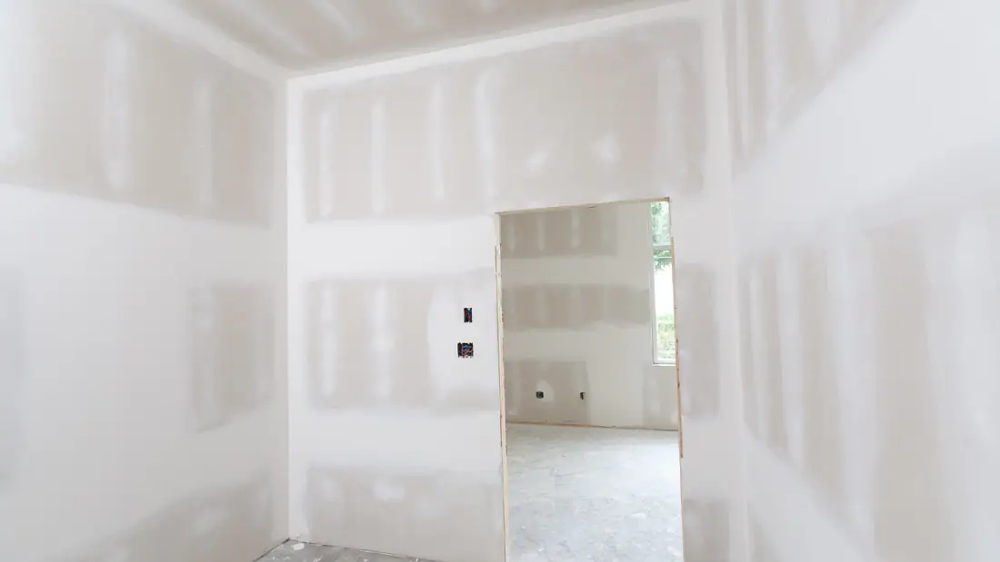 New room drywalled and taped
