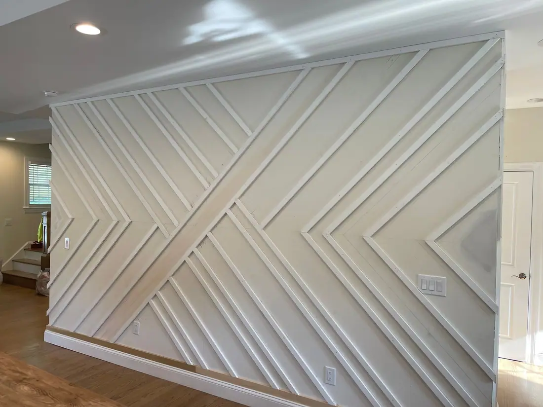 White geometric accent wall